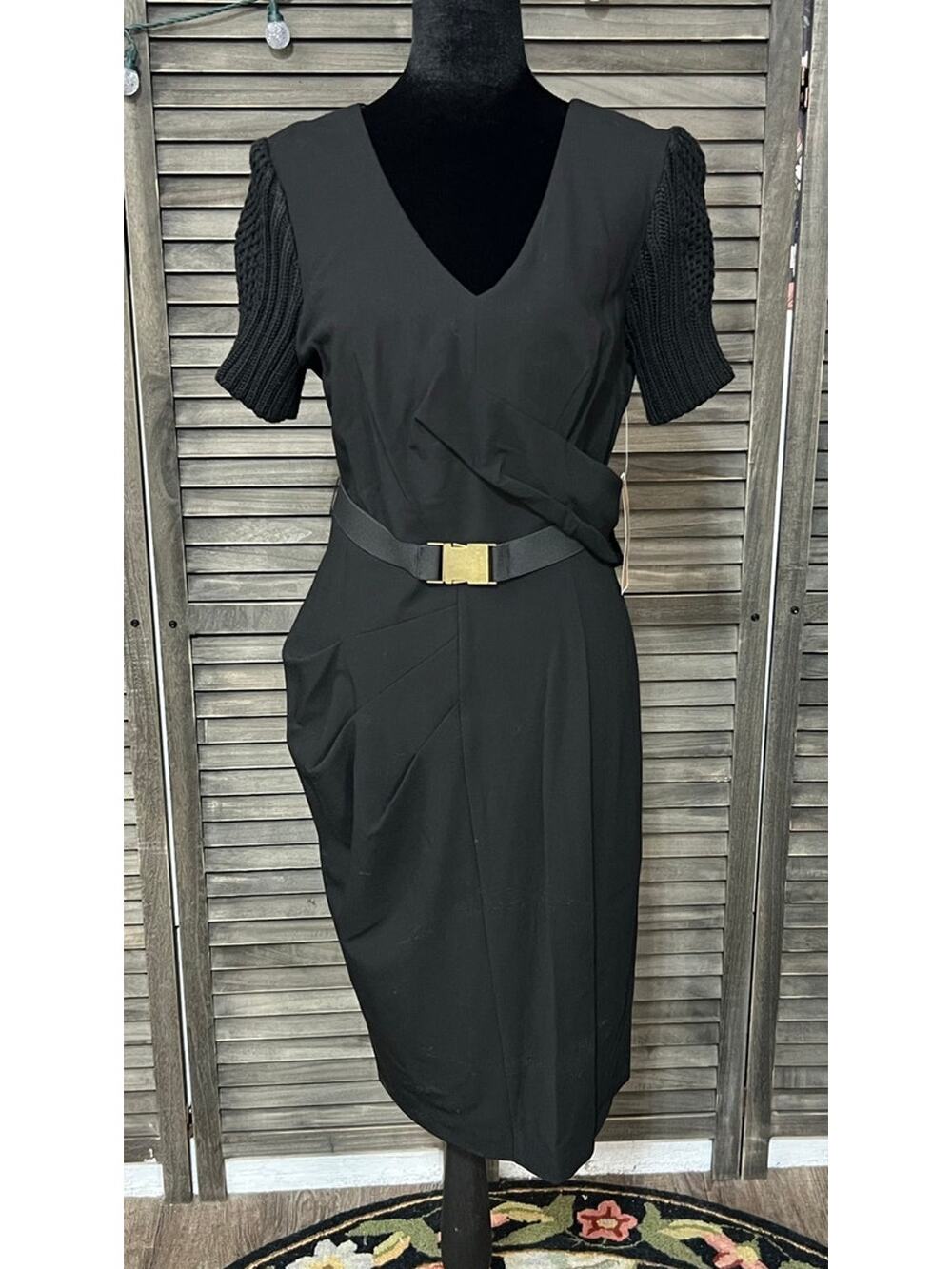 NUE by Shani NWT Built In Shapewear Black Sheath Dress 8 Cocktail Career